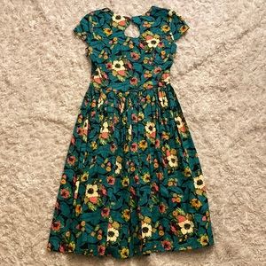 NEW Banned Apparel Black Blue Floral Dress Size XS